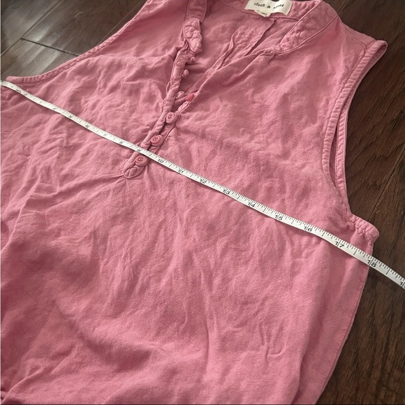 Cloth & Stone Half Placket Linen Blend Tank Top Vintage Berry Pink Small - Picture 4 of 8